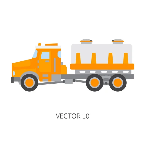 Color plain vector icon construction machinery truck tank. Industrial style. Corporate cargo delivery. Commercial transportation. Building. Business. Engineering. Diesel power. Illustration for design — Stock Vector