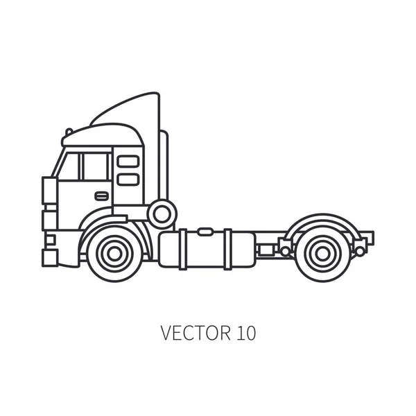 Linienvektor Symbol Baumaschinen LKW-Container. industriellen Stil. Corporate Cargo Delivery. kommerziellen Transport. Gebäude. Geschäft. Ingenieurwesen. Dieselantrieb. Illustration für Design. — Stockvektor