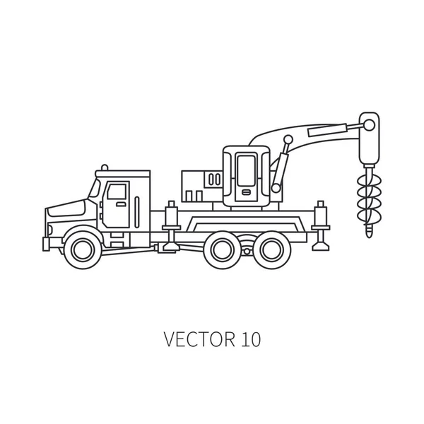 Linie flache Vektor-Symbol Baumaschinen LKW boer, na ja. industriellen Stil. Corporate Cargo Delivery. kommerziellen Transport. Gebäude. Geschäft. Ingenieurwesen. Diesel. Illustration für Design. — Stockvektor