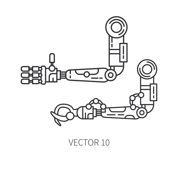 Biyonik robot kol protezi satırı simgesi ayarla. Biyonik protez bacak. Biyoteknoloji fütüristik tıp. Geleceğin teknolojisi. Tıbbi yapay mekanik robot implant işareti ve sembolü. Nakli.