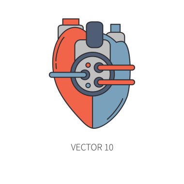 Bionic heart prosthesis color line icon. Bionic prosthesis. Biotechnology futuristic medicine. Future technology. Medical artificial mechanical robot implant sign and symbol. Transplantation. Cyborg. clipart
