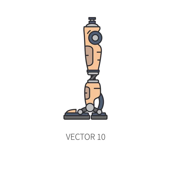 Bionikus robot láb protézisek vonal színe ikonra. Bionikus fogpótlás végtag. Biotechnológia futurisztikus gyógyszert. A jövő technológiája. Orvosi mesterséges mechanikus robot, implantátum jel és szimbólum. Szervátültetés. — Stock Vector