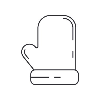 Geleneksel Noel hediyesi eldiven çizgisi ikonu. Tatil Xmas kış modası dekorasyon geçmişi. Tatil etkinliği, karnaval partisi öğesi simgesi. Çocukların mutluluğu. Vektör doğrusal çizim klasiği.