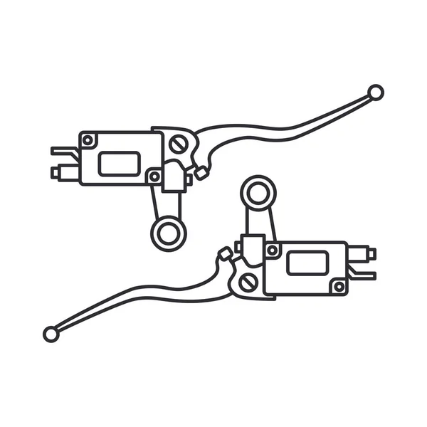 Ícone de vetor de linha auto moto peças acessórios alavanca de freio. Reparação de equipamentos de serviço. Elementos do motor catálogo da loja. Símbolo do veículo vintage. Mecânico de motos. Transporte. Transporte. Sinal do elemento gráfico . —  Vetores de Stock