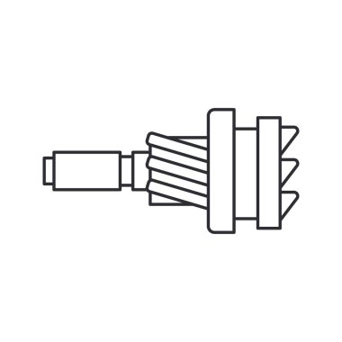 Çizgi vektör ikonu otomobil parçaları aksesuar sürüş teçhizatı. Tamir ekipmanları. Motor elementleri kataloğu. Eski bir araç sembolü. Motosiklet tamircisi. Ulaşım. Grafiksel element arkaplanı