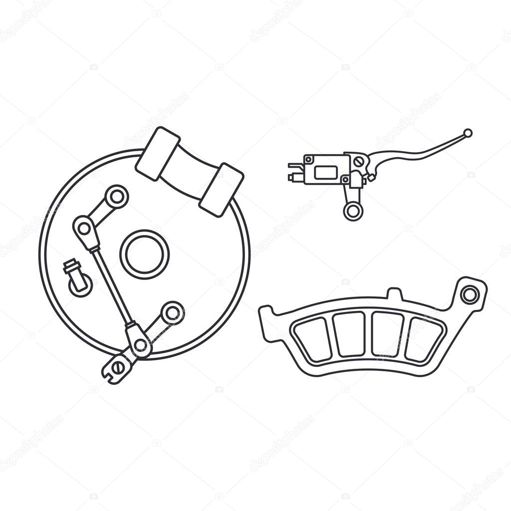 Line vector icon auto moto parts accessories brake cylinder. Repair service equipment. Engine elements shop catalog. Vintage vehicle symbol. Motorcycle mechanic. Transportation. Graphic element sign.
