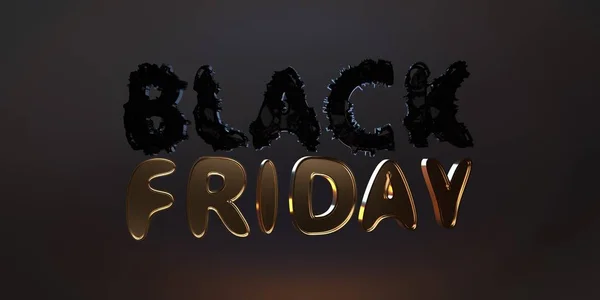 Render Black Gold Letters Black Friday Blue Orange Light Black — Stock Photo, Image