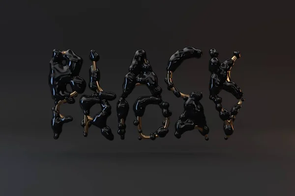 Рендеринг Черного Пластмассового Золота Блестящие Буквы Черная Пятница — стоковое фото