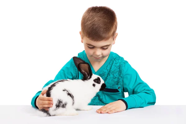 Boy with rabbit — Stock Photo, Image