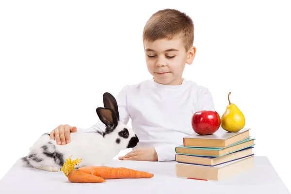 Niño con conejo —  Fotos de Stock