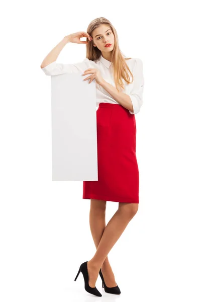 Chica con papel para texto — Foto de Stock