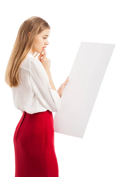 The girl with the paper — Stock Photo, Image