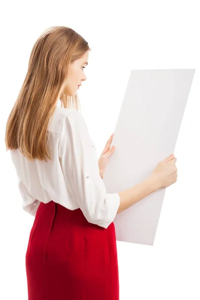 The girl with a blank form — Stock Photo, Image
