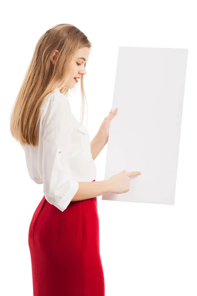 La chica con un formulario en blanco — Foto de Stock