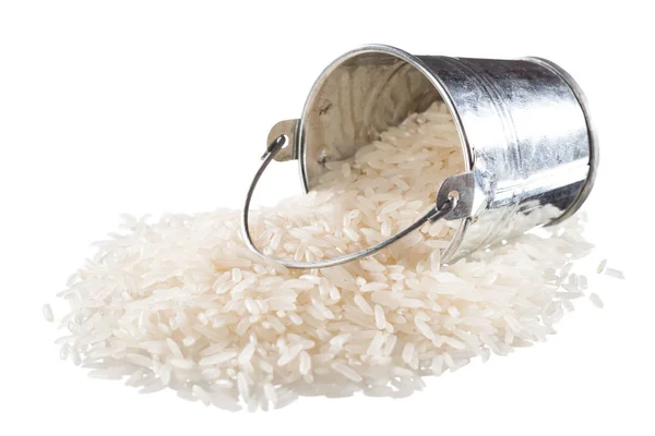 Рис в ведре — стоковое фото