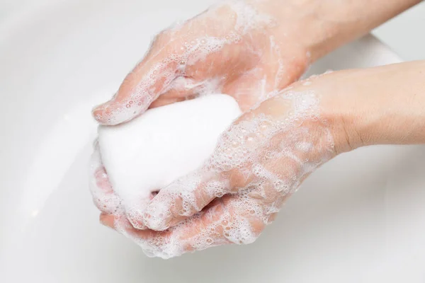 Тщательно Мойте Руки Мылом Чистотой Гигиеной — стоковое фото