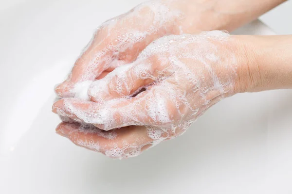 Тщательно Мойте Руки Мылом Чистотой Гигиеной — стоковое фото
