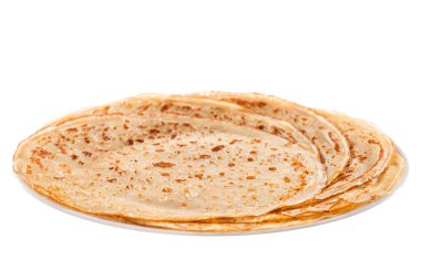 Beyaz arkaplanda izole edilmiş tabaktaki ince gözlemeler