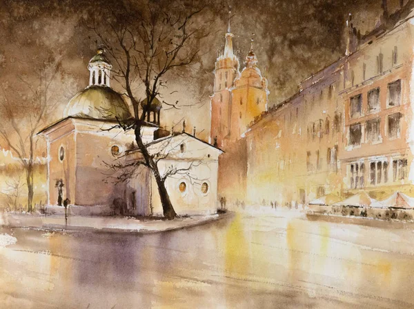 Church Wojciech Main Square Krakow Krakow Malopolskie Poland Picture Created — Stock Photo, Image