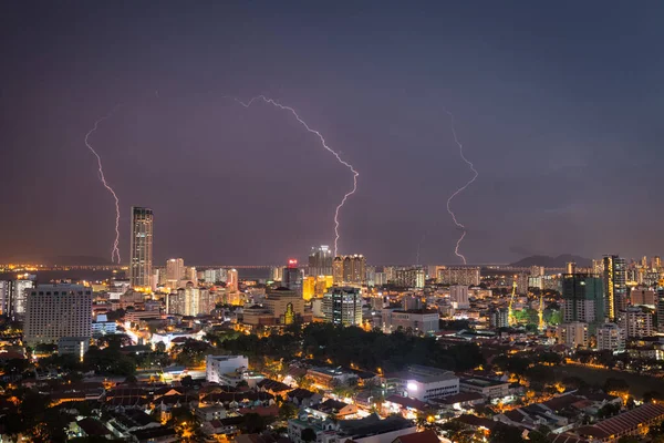 Stadt Penang Während Eines Gewitters Malaysia — Stockfoto