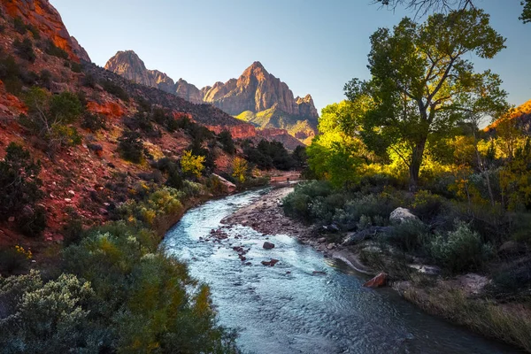 Small Rivet Zion National Park Sunny Day Usa — Stock Photo, Image