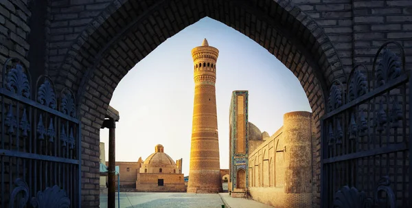 Yard Poi Kalyan Oriental Complex Sunset View Gate Bukhara Uzbekistan — Stock Photo, Image