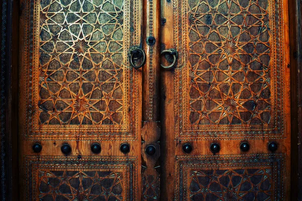 Grungy Orintal Texture Wood Door One Uzbekistans Mosque — Stock Photo, Image