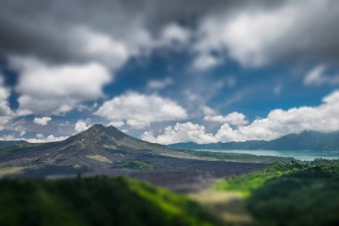 Güneşli bir günde, Batur yanardağının Caldera 'sı. Bali Adası, Endonezya