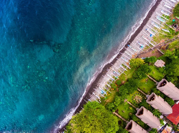 Letecký Záběr Japonského Vraku Potopil Pobřeží Tradiční Lodě Pláži Zelená — Stock fotografie