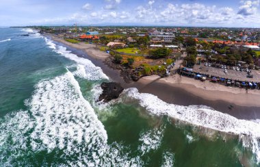 Aerial panorama of the beach of Batu Bolong, Bali, Indonesia clipart
