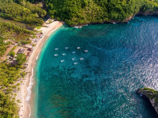 Αεροφωτογραφία Της Παραλίας Κρύσταλλο Κόλπο Του Νησιού Της Nusa Penida — Φωτογραφία Αρχείου