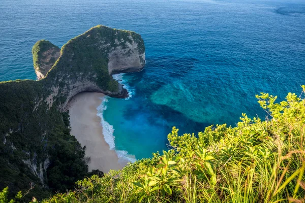 Tropická Pláž Útes Ostrově Nusa Penida Indonésie — Stock fotografie