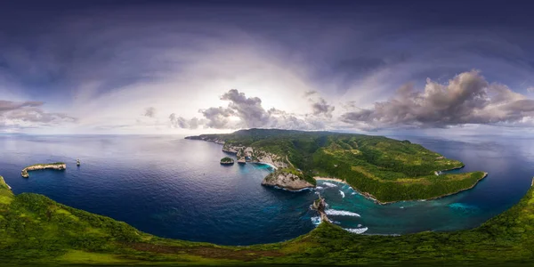 Spherical 360 Degrees Seamless Aerial Panorama Coastline Island Nusa Penida — Stock Photo, Image