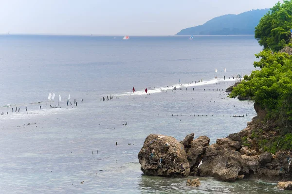 Costa Ilha Nusa Penida Com Jardins Ervas Daninhas Mar Indonésia — Fotografia de Stock