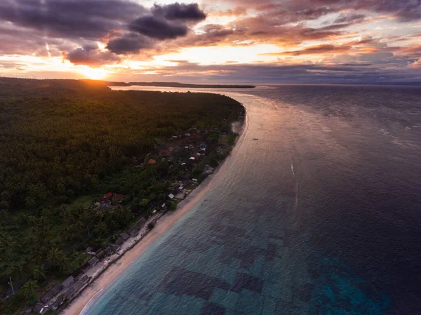 Panorama Aéreo Costa Isla Nusa Penida Atardecer Bali Indonesia — Foto de Stock