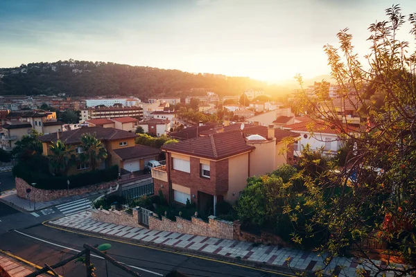 Straat Van Stad Tossa Mar Bij Zonsondergang — Stockfoto