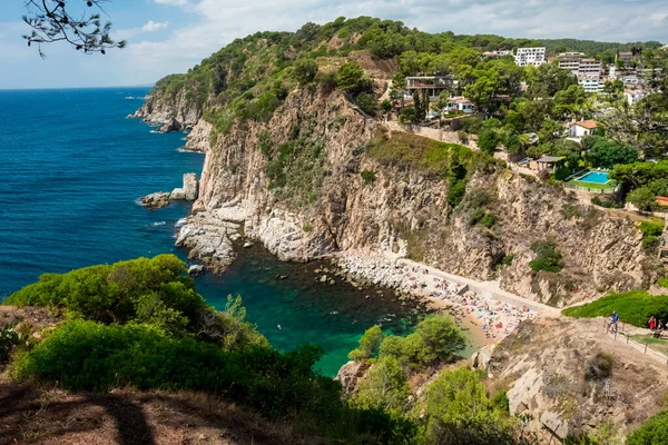 Top View Hidden Beach Mountain Mediterranean Coast Town Tossa Mar — Stock Photo, Image