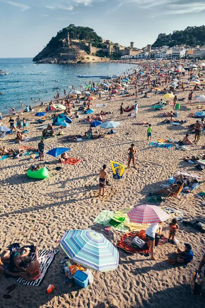 Tossa Mar Aug 2016 Zentraler Strand Der Stadt Tossa Mar — Stockfoto