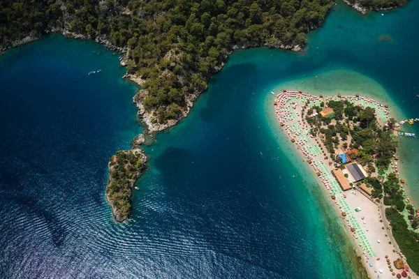 Oludeniz Mavi Göl Girişinin Havadan Görüntüsü Fethiye Türkiye — Stok fotoğraf