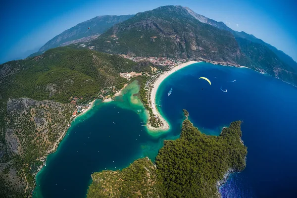 Playa Oludeniz Vista Aérea Laguna Azul Mar Egeo Fethiye Turquía —  Fotos de Stock