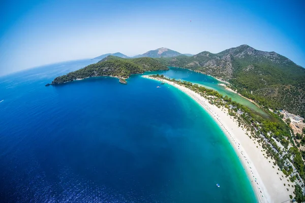 Flygfoto Över Stranden Oludeniz Och Blå Lagunen Fethiye Turkiet — Stockfoto