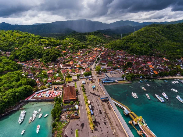 Vista Aérea Padang Bai Isla Bali Indonesia — Foto de Stock