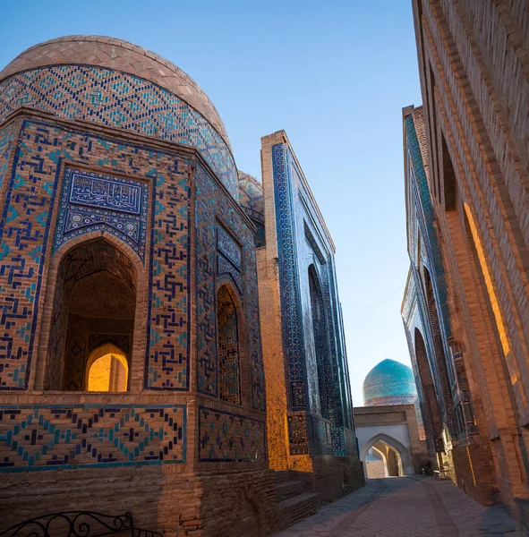 Αρχαίο Συγκρότημα Κτιρίων Του Shakh Zinda Στην Πόλη Samarkand Ουζμπεκιστάν — Φωτογραφία Αρχείου