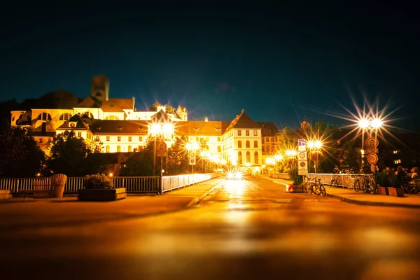 夕暮れ時のフッセン市 ドイツだ ティルトシフト効果を適用 — ストック写真
