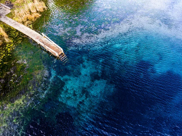 Вид Воздуха Карстовое Озеро Голубое Озеро Глубина Моря Метров Озеро — стоковое фото