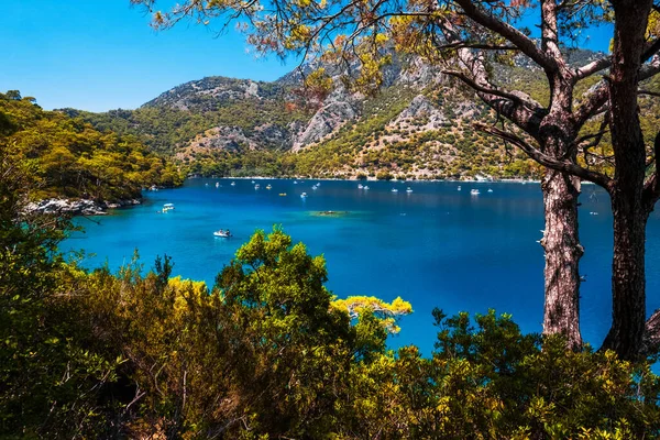 Praia Oludeniz Águas Cristalinas Azuis Lagoa Azul Mar Egeu Turquia — Fotografia de Stock