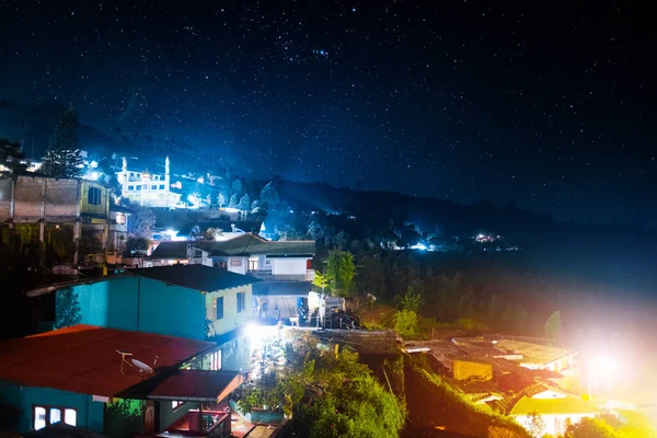 Miasto Haputale Podczas Gwiaździstej Nocy Sri Lanka — Zdjęcie stockowe