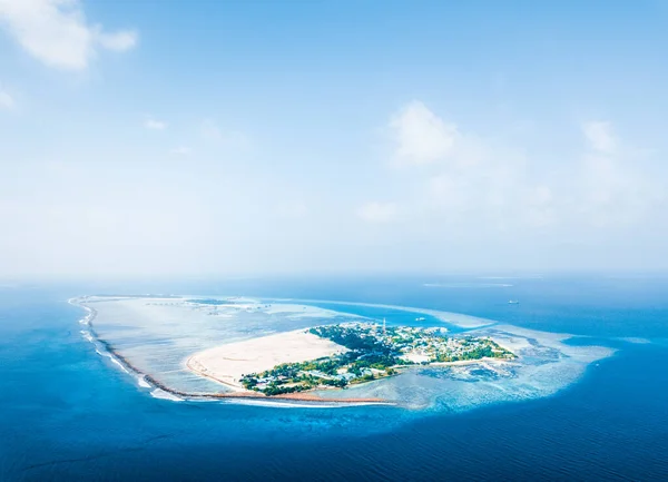 Luftaufnahme Der Tropischen Insel Himmafushi Kaafu Atoll Malediven — Stockfoto