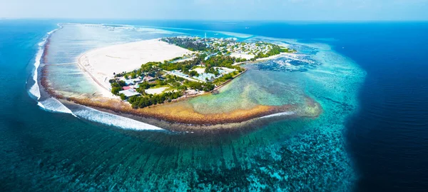 Luftaufnahme Der Tropischen Insel Himmafushi Malediven — Stockfoto