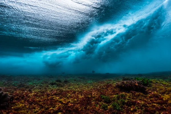 Undervattensutsikt Över Surfstället Med Vågbrytning Över Korallrevet — Stockfoto